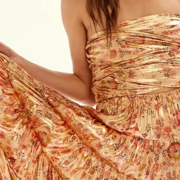 NWT Free People Shimmering Something Magical Floral Maxi Dress